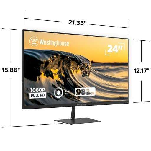 Amazon: Westinghouse - Monitor de computadora de oficina en casa Full HD 1,080 p LED VA de 24 pulgadas, 63% de descuento