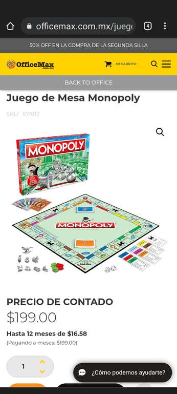 OfficeMax: Monopoly original $199 | recoger en tienda