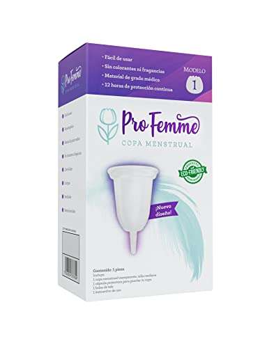 Amazon: - ProFemme- Modelo 1 - Copa Menstrual Ecológica Mediana - Incluye Bolsa + Cápsula.