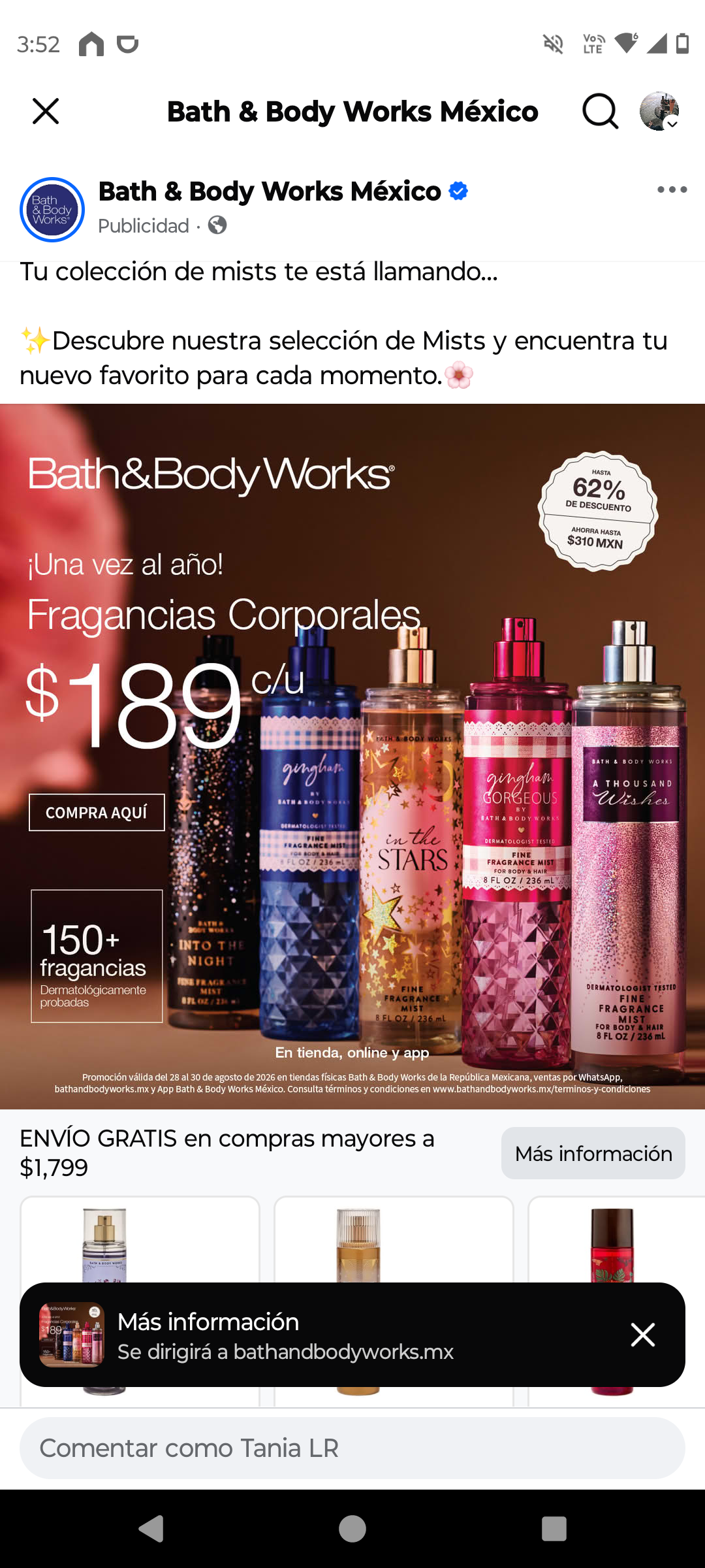 Bath & Body Works: Fragancias a menor precio por tiempo limitado
