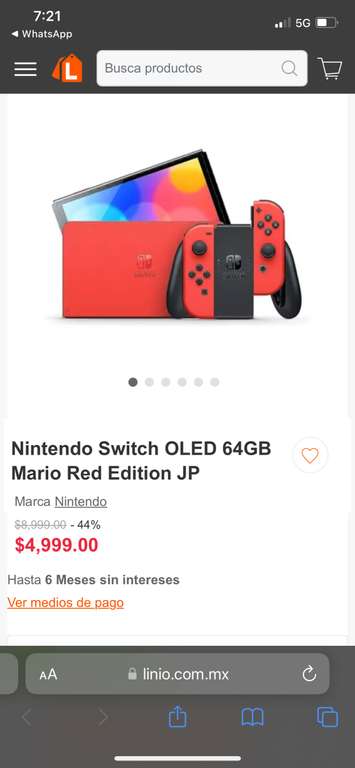 Linio - Nintendo switch oled Ed Mario red con PayPal