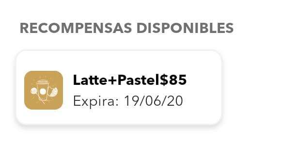 Starbucks Rewards - Latte+Pastel 85 pesos