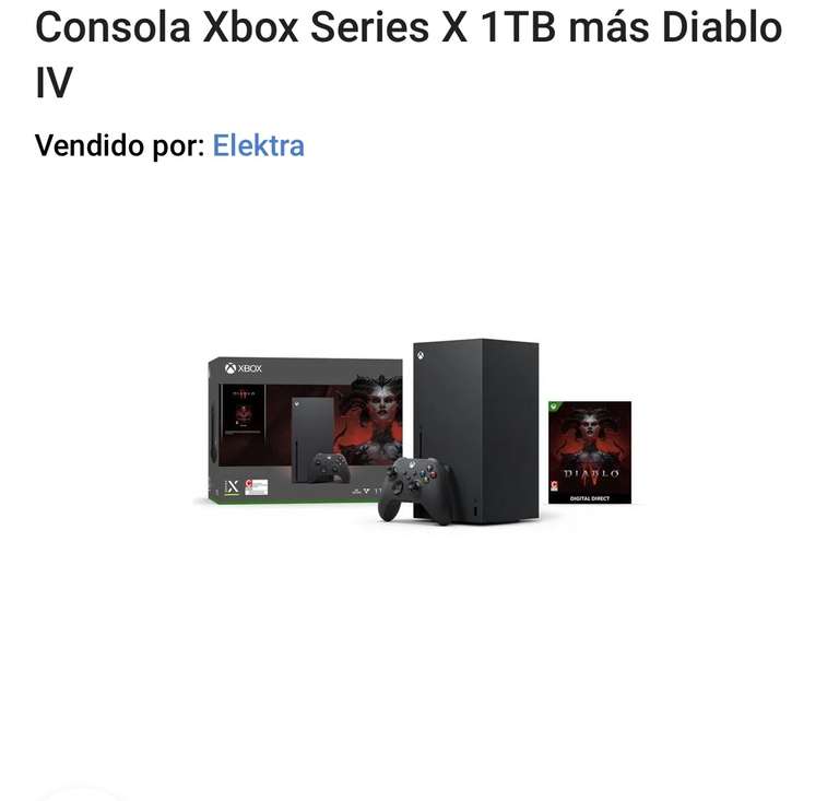 Elektra: Consola xbox series x 1tb más diablo 4 (baja más)