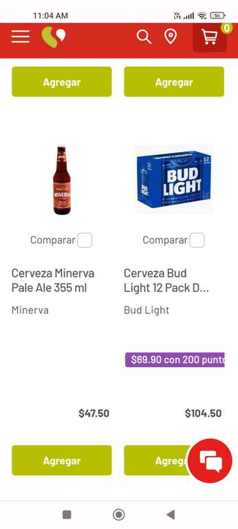 Soriana. Doce de cerveza budlight en $69.90 con 200 puntos