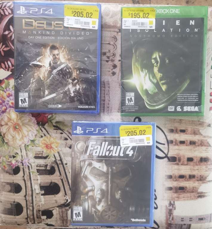 Bodega Aurrera: Video juegos de xbox y ps4 - Fallout 4 Deus ex Alien para xbox