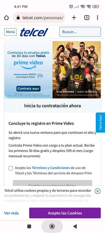 Amazon prime: 30 días gratis con Telcel