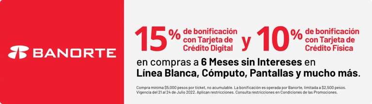 Banorte: 15% de bonificación con TDC Digital y 10% de bonificación con TDC Física en Soriana.com