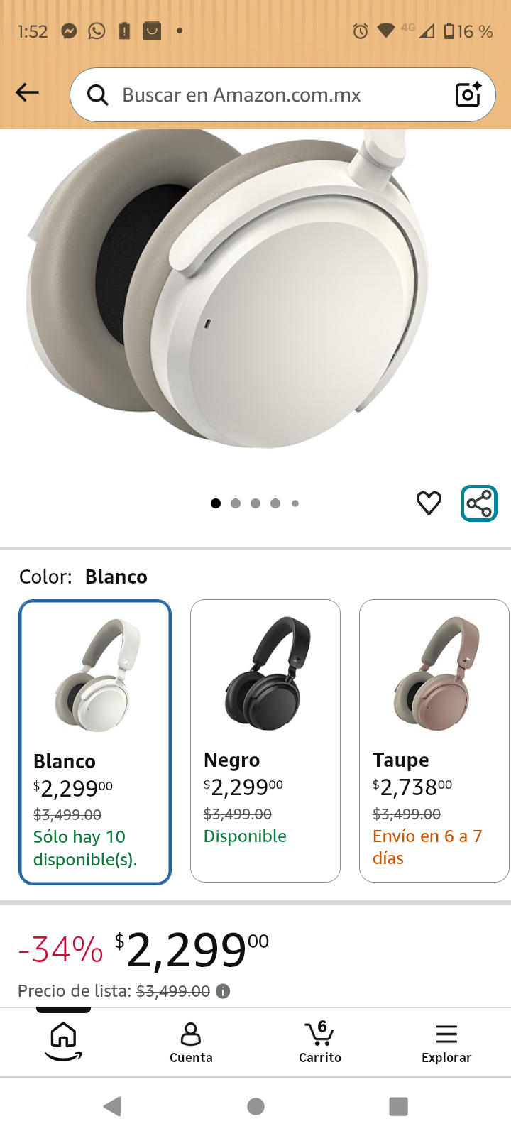 Amazon: Sennheiser Audífonos Accentum Wireless (Blanco)