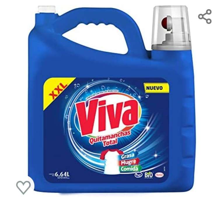 Amazon: Viva quitamanchas detergente líquido 6.64 litros ( comprando dos piezas)