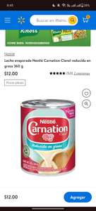 Walmart Super: Leche evaporada Nestlé Carnation Clavel reducida en grasa 360g
