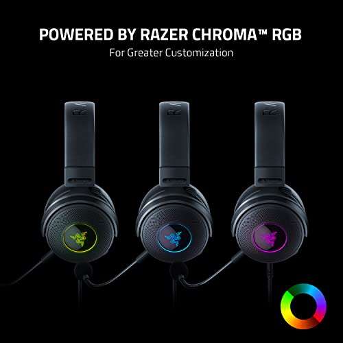 Amazon: Razer Kraken V3 Wired USB Gaming Headset: Triforce Titanium 50mm Drivers - THX Spatial Audio - Chroma RGB Lighting