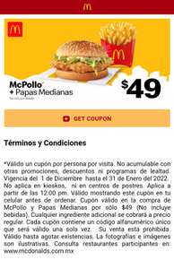 McDonald's: McPollo y Papas Medianas por $49
