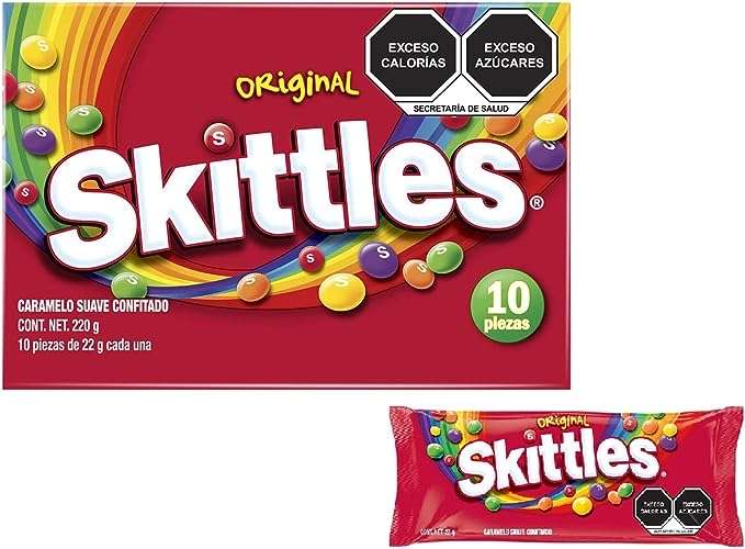 Amazon: Skittles dulces caramelo suave original 10 piezas de 22g - 220g