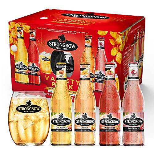 Amazon: Sidra Strongbow Variety 16 botellas de 330ml + 2 vasos de regalo