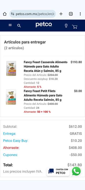 Petco: 36 sobres Fancy Feast Petit Filets Alimento Húmedo para Gato Adulto Receta Pollo, 85 g | Usando easy buy | Leer descripción