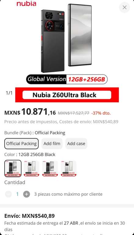Aliexpress: Nubia Z60 Ultra versión global