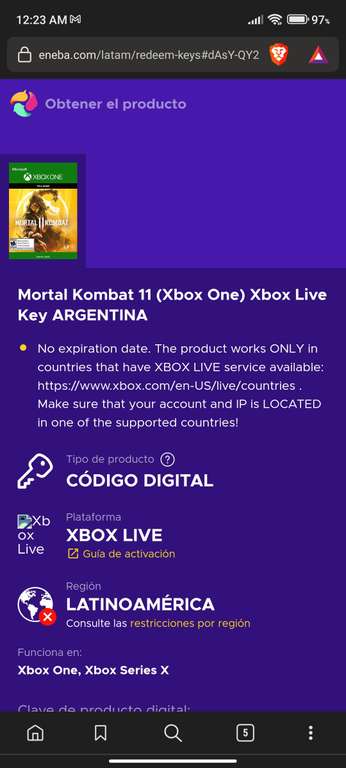 Eneba: Mortal Kombat 11 Xbox One - Argentina