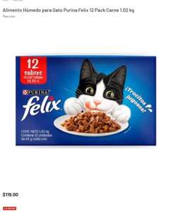 Soriana: (5pz) Alimento Húmedo para Gato Purina Felix 12 pack carne 1.02 kg12 pack