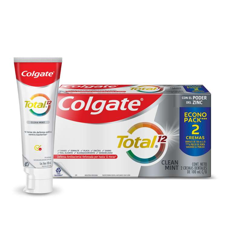 Amazon: Colgate Pasta Dental Total 12 Clean Mint 2x100ml (con Planea y Ahorra)