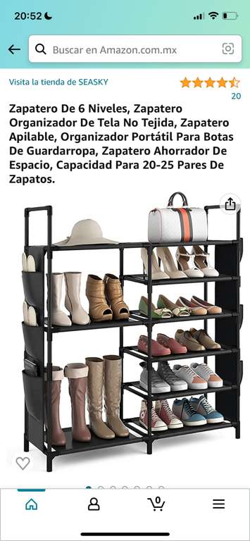 Amazon: Zapatero con espacio para botas