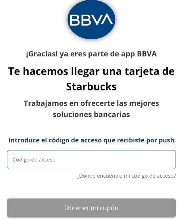 BBVA Cupon Starbucks: Usuarios Seleccionados
