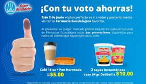Farmacias Guadalajara: Cafecito y Pan recién horneado a $5.00 con tu voto