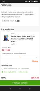 Linio: Celular Xiaomi Redmi Note 11 US Graphite Gray 4GB RAM 128GB ROM ($2479 por primera compra)