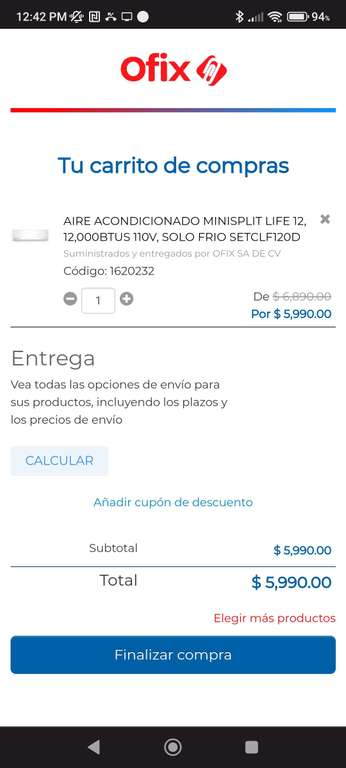 OFIX: MINISPLIT MIRAGE LIFE 12 , $5,999