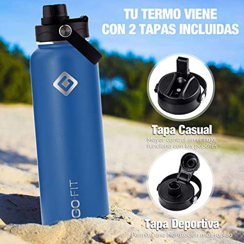 Amazon: Termo Botella de Agua de Acero Inoxidable con Aislamiento Térmico 1.2 Litros