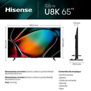 Walmart: TV Hisense 65 Pulgadas 4K Ultra HD Smart TV Mini LED 65U8K