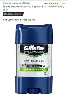 Amazon: Gillette Desodorante Antitranspirante en Gel Power Rush, 82 gr - Planea y Ahorra