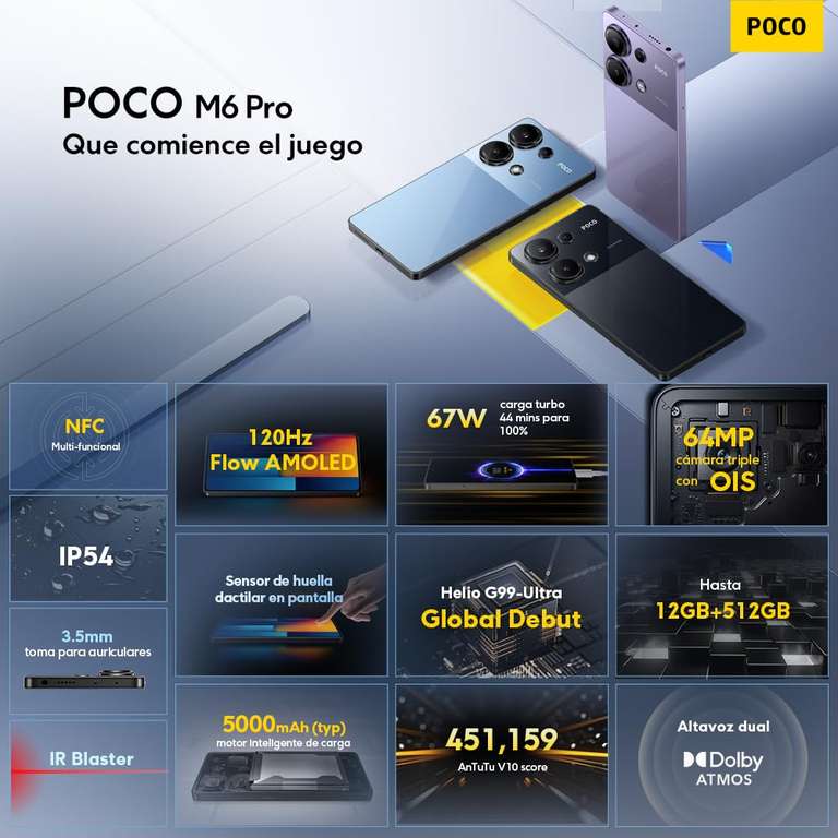 Amazon: Celular Poco M6 Pro 4G 256GB 8GB Black