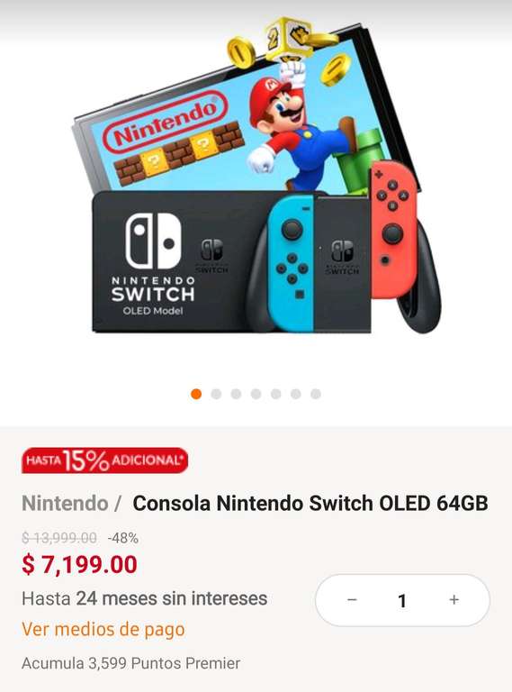 Linio: Nintendo Switch Oled - $6119.15 (PayPal)