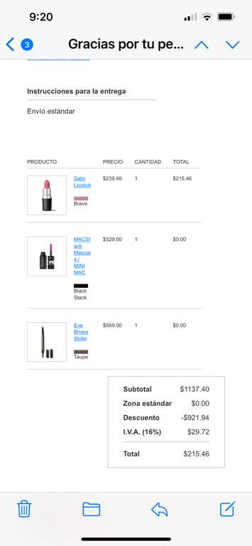 Mac cosmetics: 25% en todo + cupón 10% descuento + lápiz de ceja fullsize y máscara mini gratis