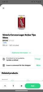 Rappi (7eleven, exprés): Cerveza Victoria 355 ml (lata) a solo 11 pesos!