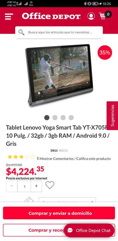 Office Depot: Tablet Lenovo Yoga Smart Tab YT-X705F / 10 Pulg. / 32gb / 3gb RAM