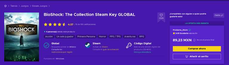 ENEBA: BioShock: The Collection Steam Key GLOBAL