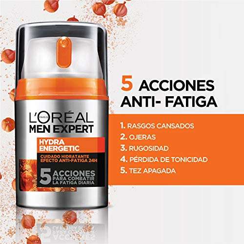 Amazon: Kit Hydra Energetic, crema para hombre y roll on anti ojeras con extracto de Vitamina C y Guarana. L'Oréal Paris Men Expert