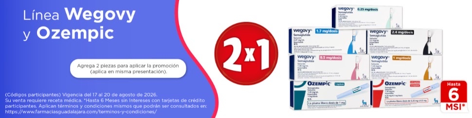 Farmacias Guadalajara: 2x1 en Ozempic y/o Wegovy