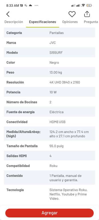 HSBC y Soriana Pantalla JVC 55 Pulg 4K Smart TV SI55URF $6,392