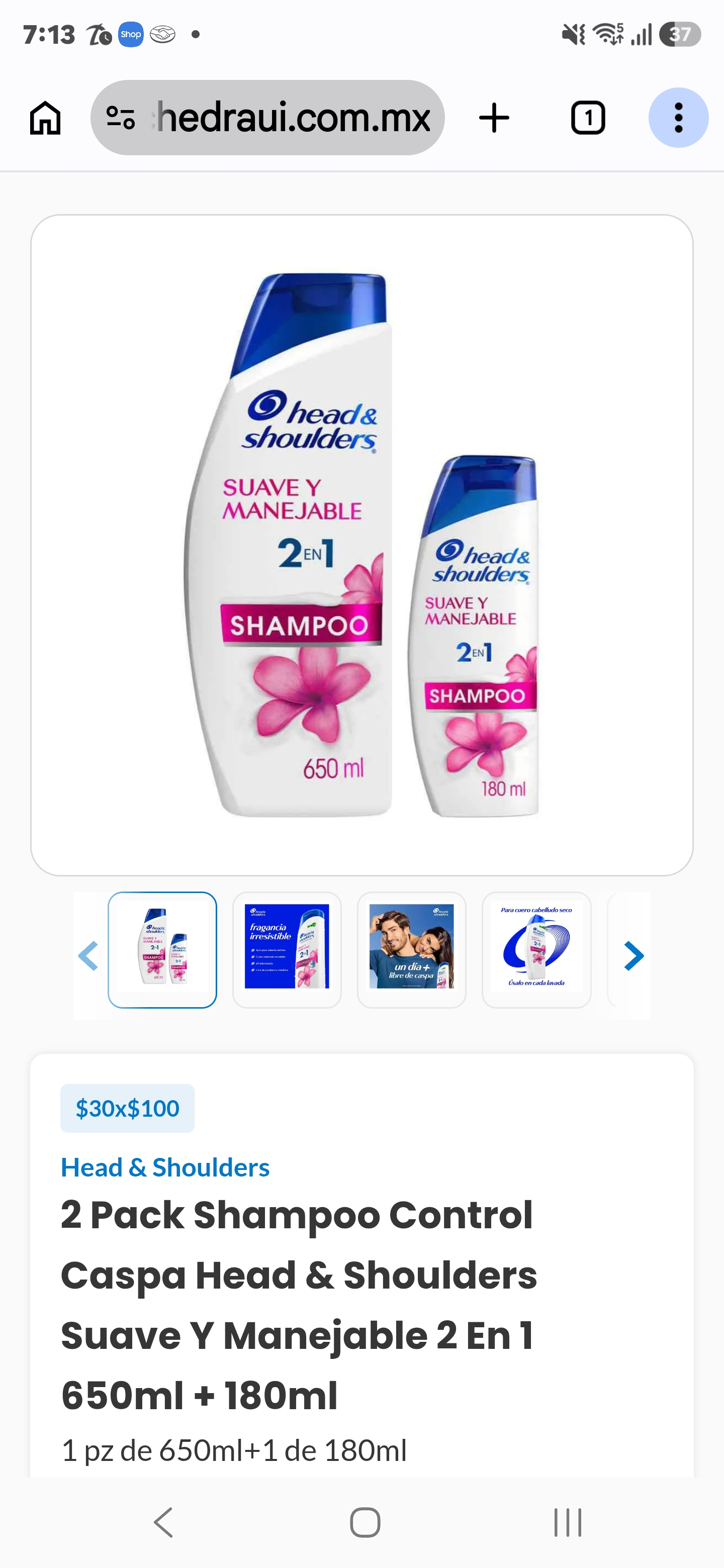 Chedraui: Pack head & shoulders Suave y Manejable 650ml+180ml