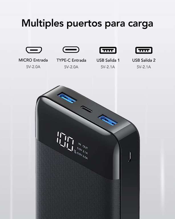 Amazon: Power bank, MOFIT Batería Portatil para Celular Power Bank 20000mAh