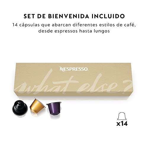 Amazon: NESPRESSO Cafetera Essenza Mini con Espumador de leche, Color Negra (Incluye obsequio de 14 cápsulas de café)