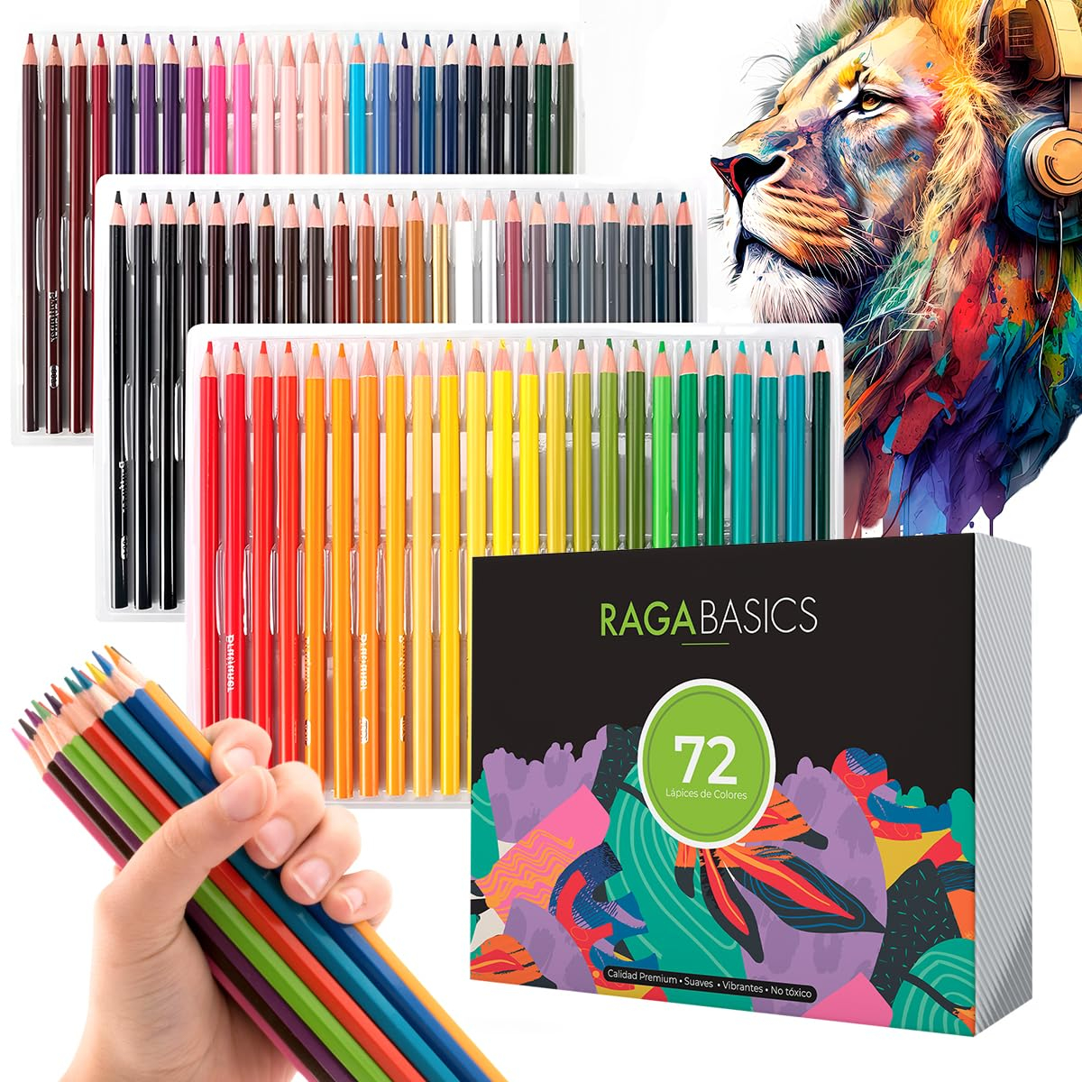 Amazon: 72 Lapices de Colores Profesionales de madera y Estuche de Almacenamiento