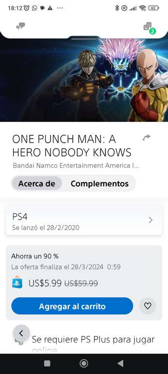 PlayStation store: One Punch Man: A hero Nobody Knows