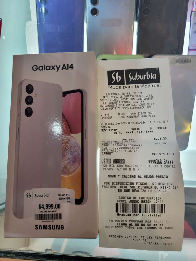 Suburbia Samsung galaxy A14 128 gb - cuernavaca