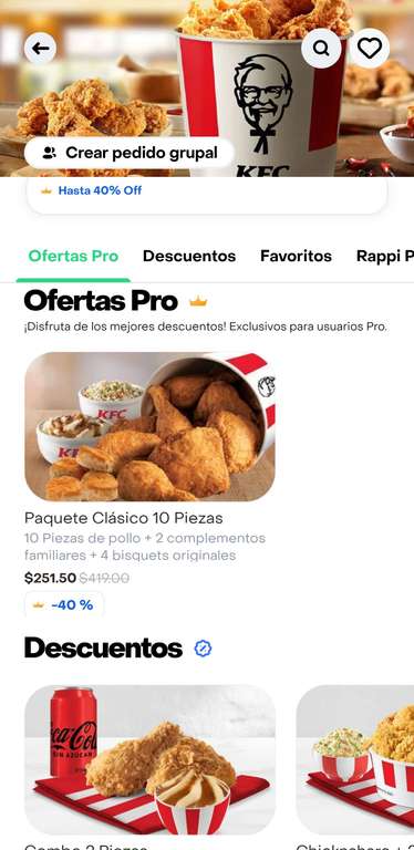 Rappi: KFC Paquete clásico 10 piezas