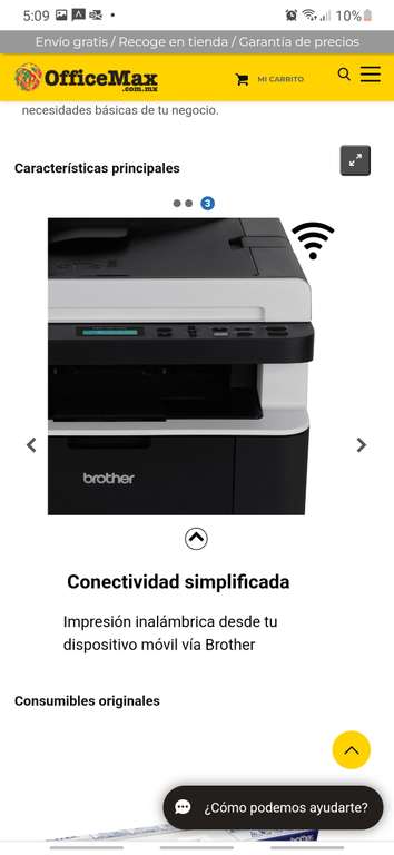 OfficeMax: BROTHER DCP-1617NW Impresora Multifuncional Laser (monocromático, 10000 páginas por Mes, 2400 x 600 dpi, 32 MB), Color Negro