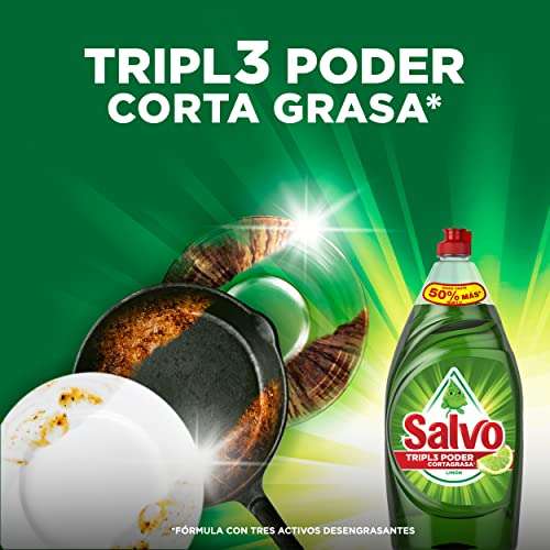 Amazon: SALVO Lavatrastes Líquido Limón, jabón liquido que remueve grasa difícil, 3 unidades de 750ml (Total 2.25L)