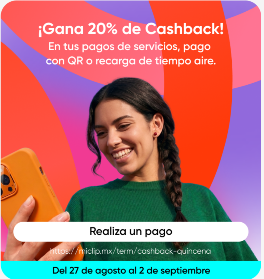 MiClip: 20% de cashback en recargas o pagos de servicios con tope de $100